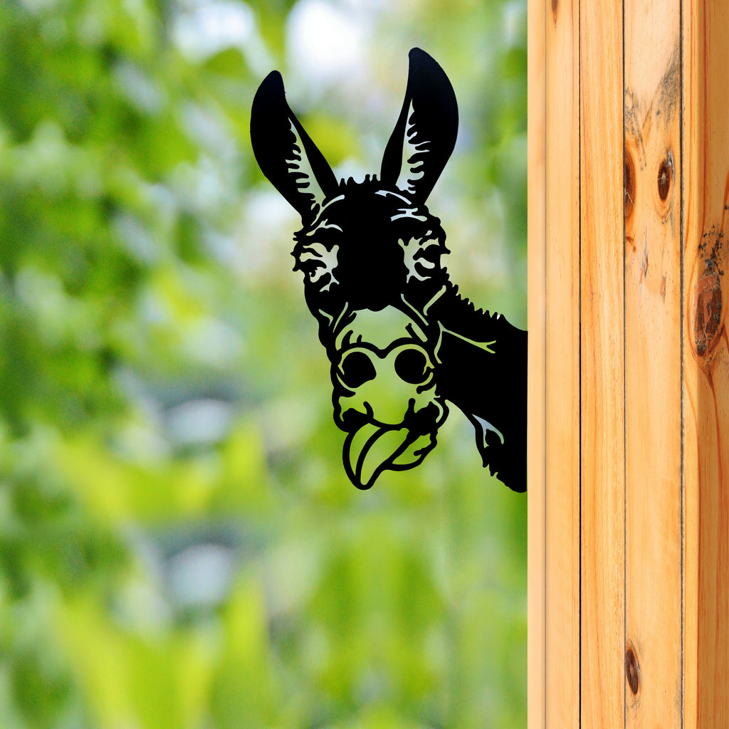 037063|Black Metal Tongue Out Donkey Wall Art 12/CS Default Title